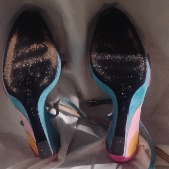 Casadei Pink and Teal Bow Sandals - Picture 5 of 7